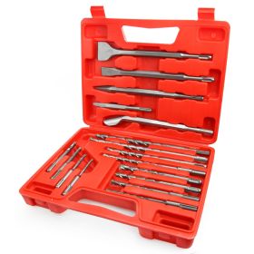 Rotary Hammer & Chisels Masonry Drill Bit Set 17 Pcs SDS Plus Drill Bits Set Fit for Drill Grooves in Concrete; Brick; Walls and Cuts